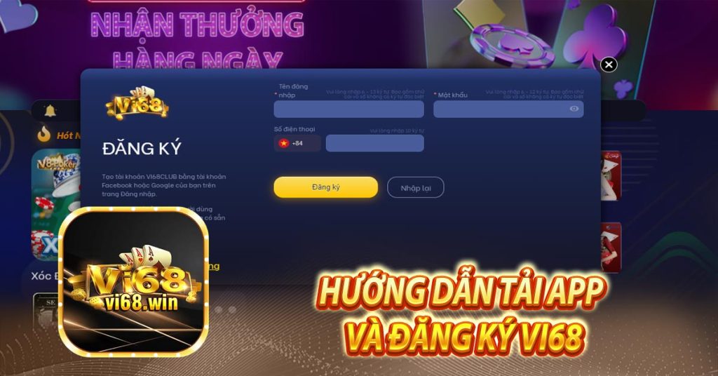 Hướng dẫn tải app và đăng ký Vi68