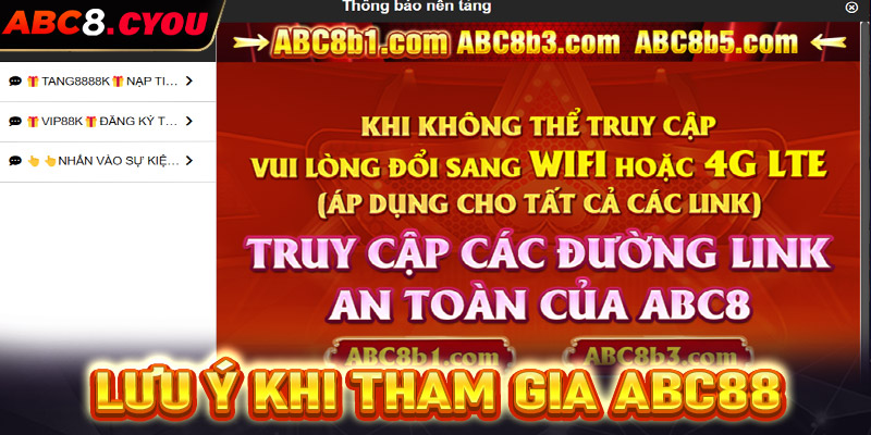 Những điều cần lưu ý khi tham gia Abc8